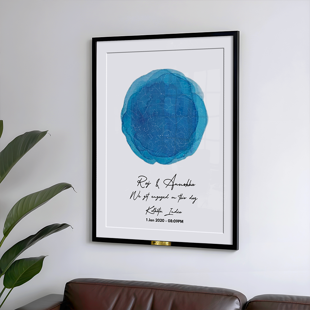 Aqua Glow Custom Star Map Painting - Telinchi