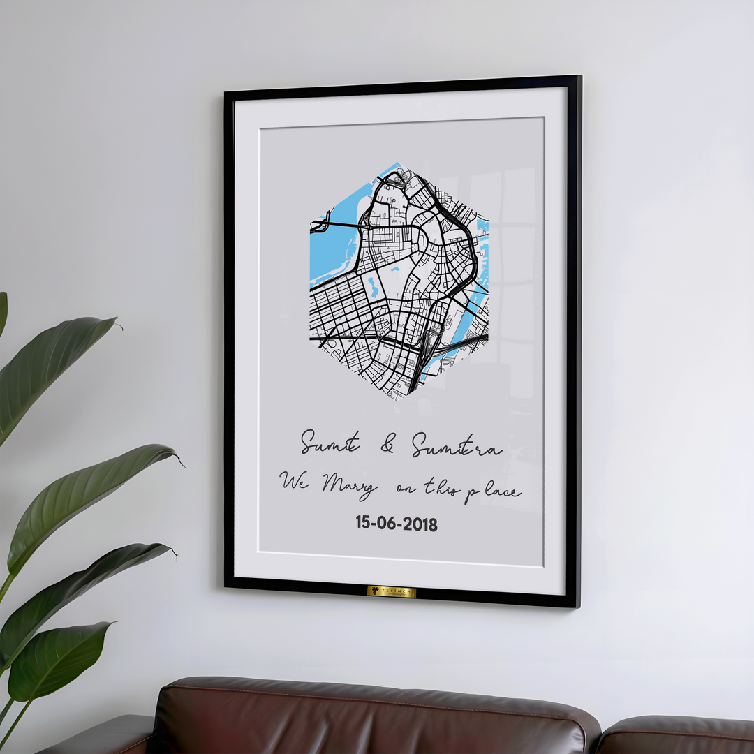 Hexagonal Memories – Custom Street Map Painting - Telinchi