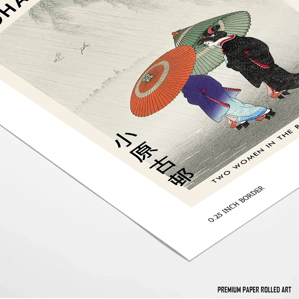 Two Women in the Rain By Ohara Koson