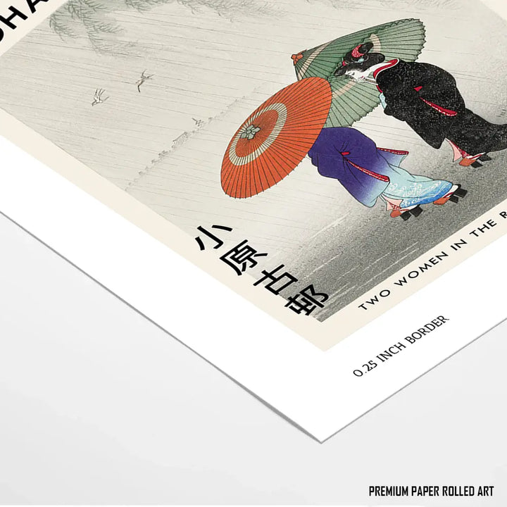 Two Women in the Rain By Ohara Koson