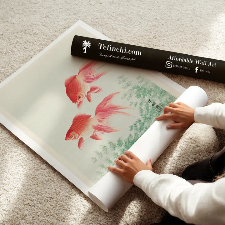 Two Veil Goldfish by Ohara Koson