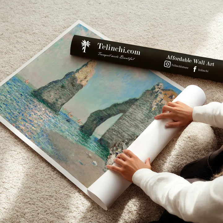 The Cliff by, Claude Monet Painting