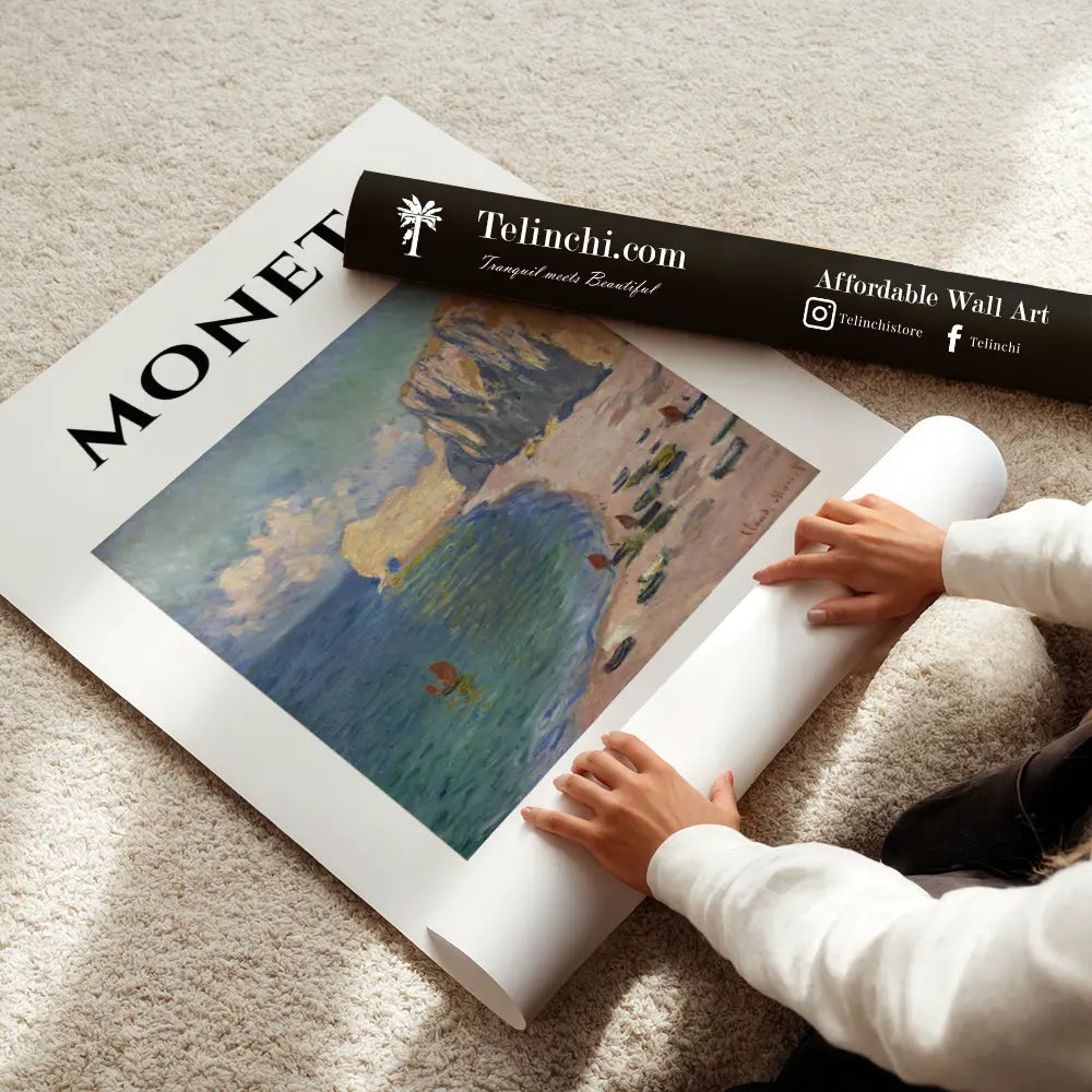 Étretat Beach, Claude Monet Painting