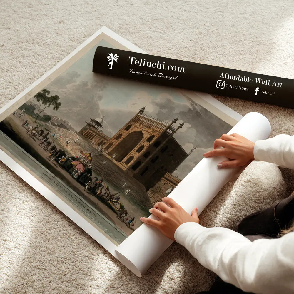 Eastern Gate of the Jummah Musjid at Delhi by Thomas Daniell