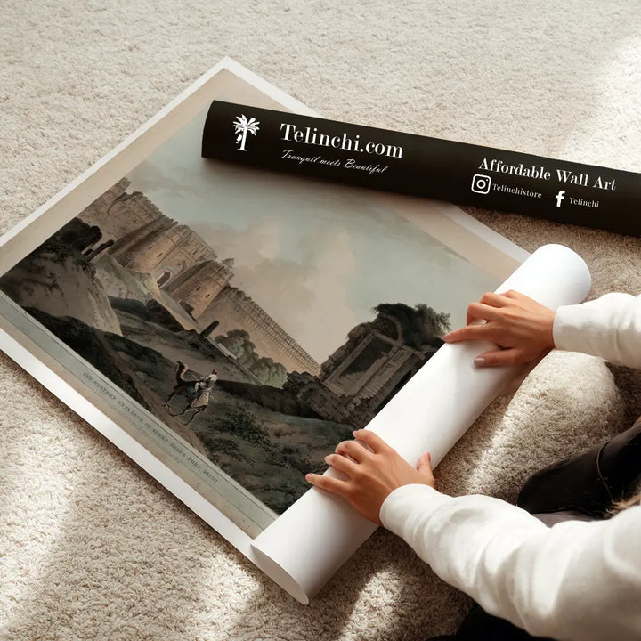 The Western Entrance of Sher Shah's Fort, Delhi by Thomas Daniell