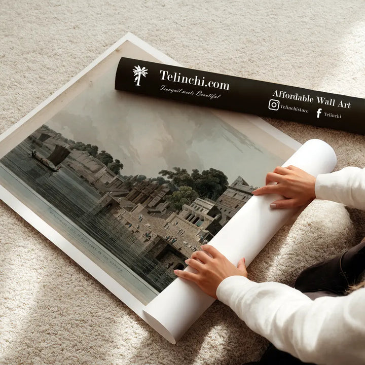 The Man Mandir Ghat, Benares, on the Ganges by Thomas Daniell