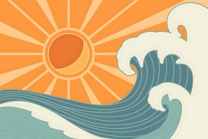 Rising Sun and Rolling Waves