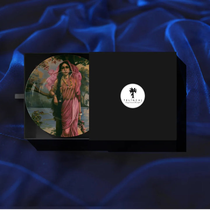 Raja Ravi Varma Inspired Lady in Pink Saree