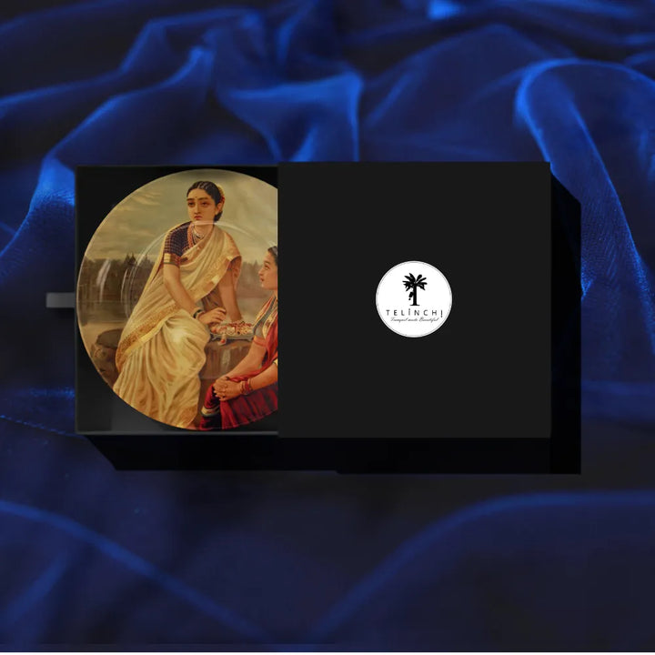 Raja Ravi Varma Radha Ji and Sakhi – Divine Companionship - Telinchi