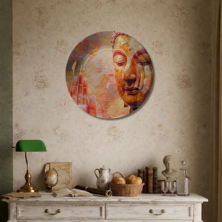 Golden Serenity Divine Face Abstract Art