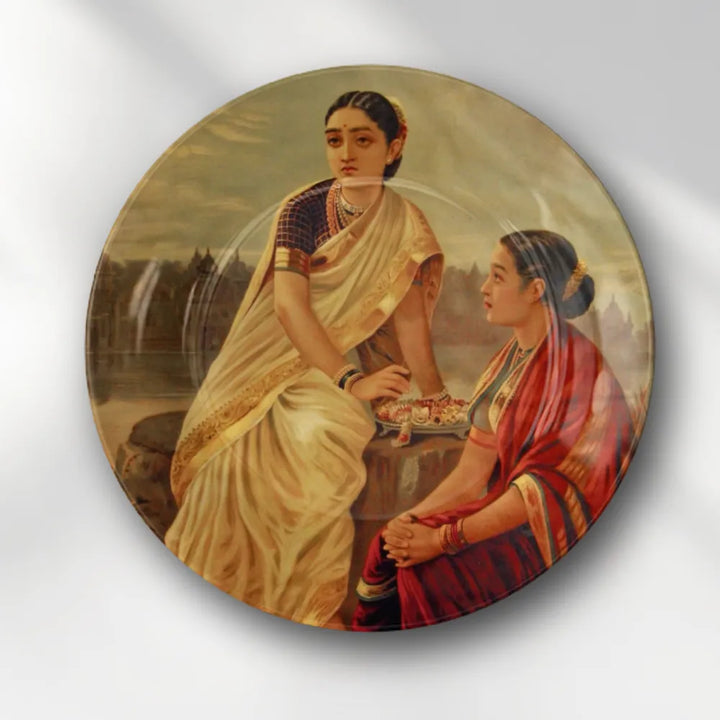 Raja Ravi Varma Radha Ji and Sakhi – Divine Companionship - Telinchi