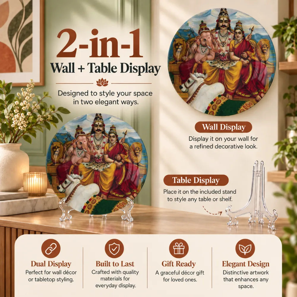 Raja Ravi Varma Shiva Parivar – Divine Family Blessings - Telinchi