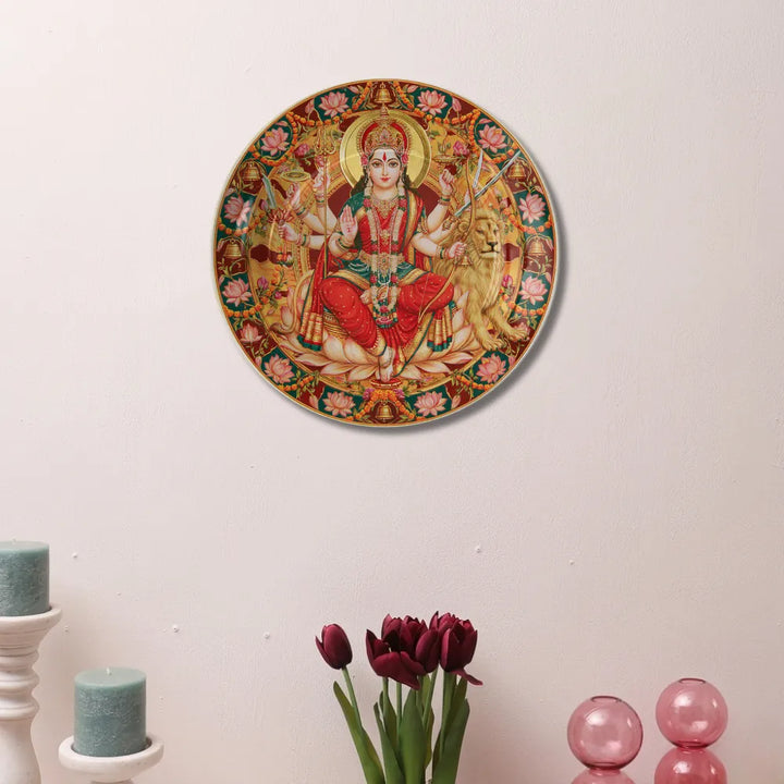 Divine Maa Durga with Lion & Golden Lotus