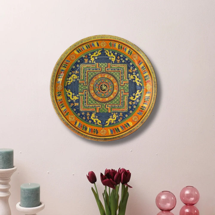 Tibetan Orange Mandala Art Plate