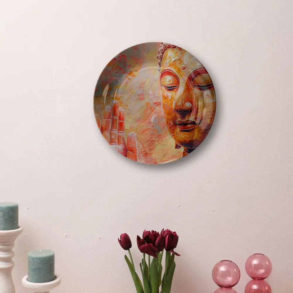 Golden Serenity Divine Face Abstract Art