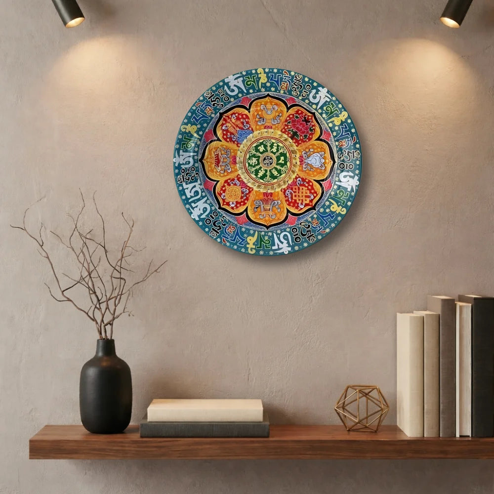 Tibetan Auspicious Lotus Art Plate