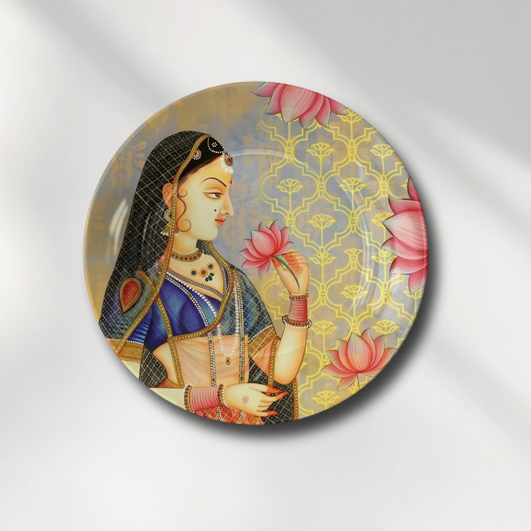 Royal Indian Lady with Pink Lotus