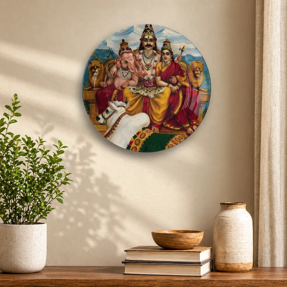 Raja Ravi Varma Shiva Parivar – Divine Family Blessings - Telinchi