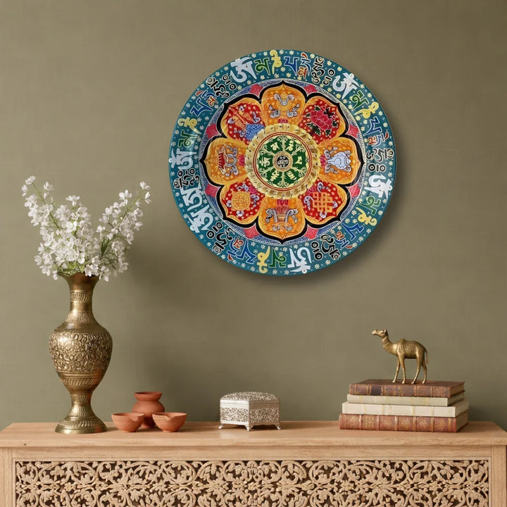 Tibetan Auspicious Lotus Art Plate