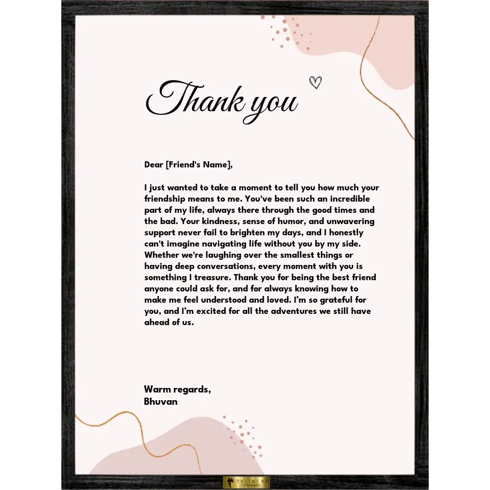 Heartfelt Gratitude Personalized Letter Art - Telinchi