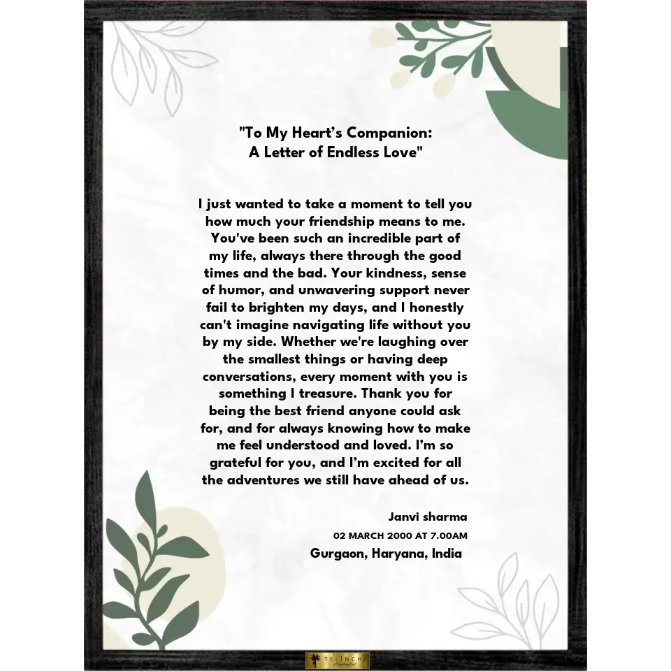 Endless Gratitude Custom Letter Art - Telinchi