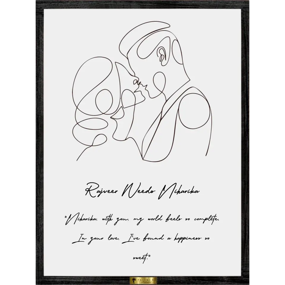 Entwined Hearts Personalized Line Art - Telinchi