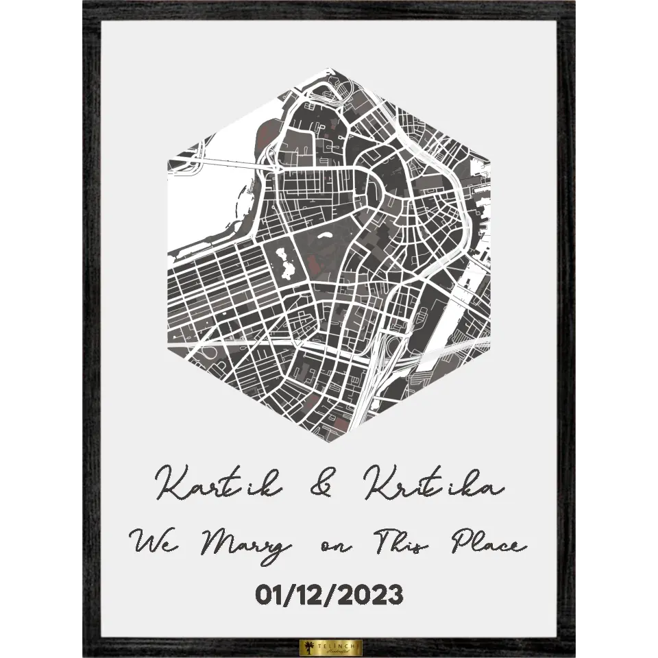 Hexagonal Memories – Custom Street Map Painting - Telinchi