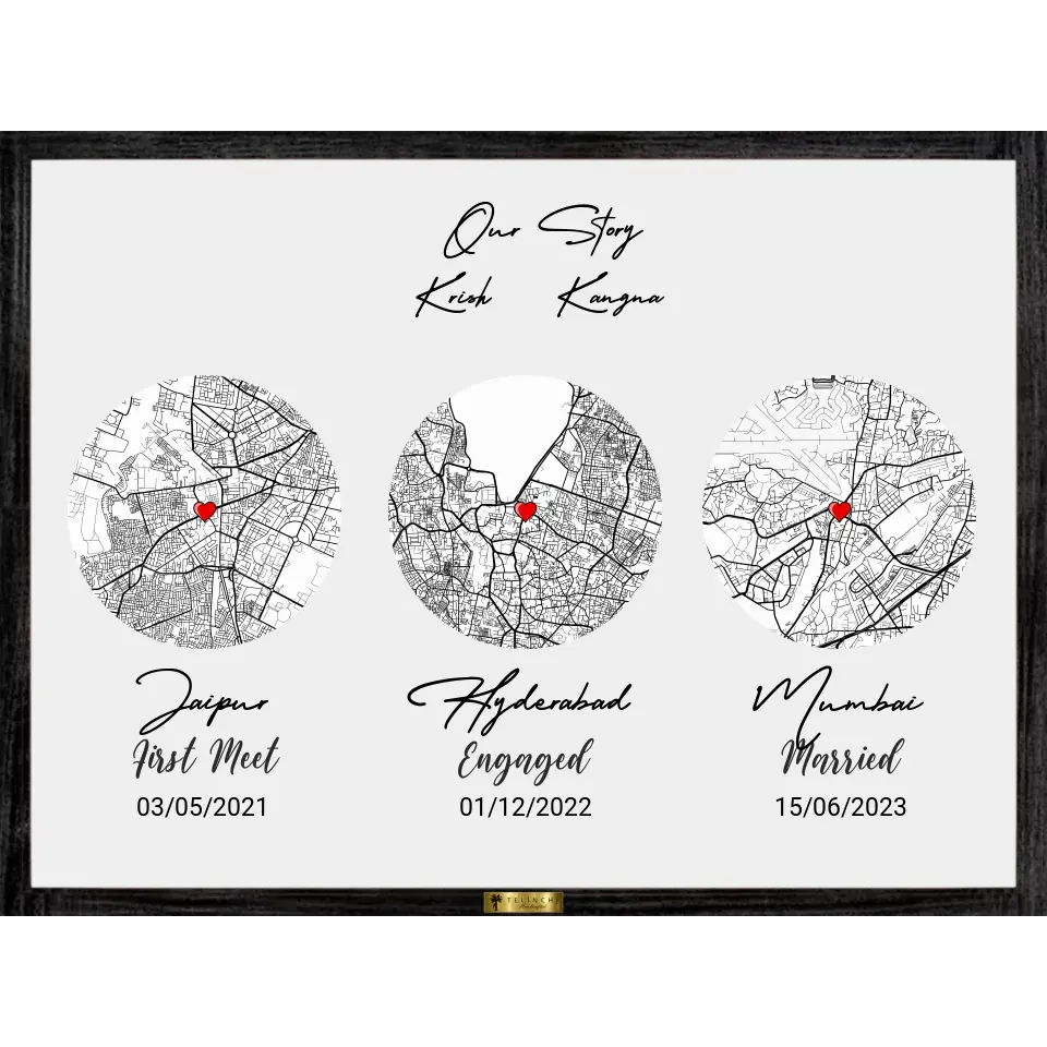 Love Across Cities Custom Street Map Painting - Telinchi