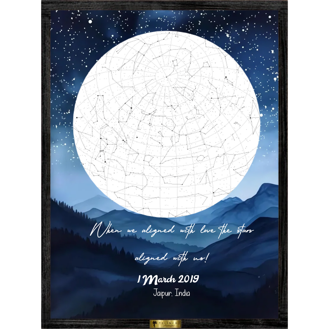 Mountain Sky Custom Star Map - Telinchi