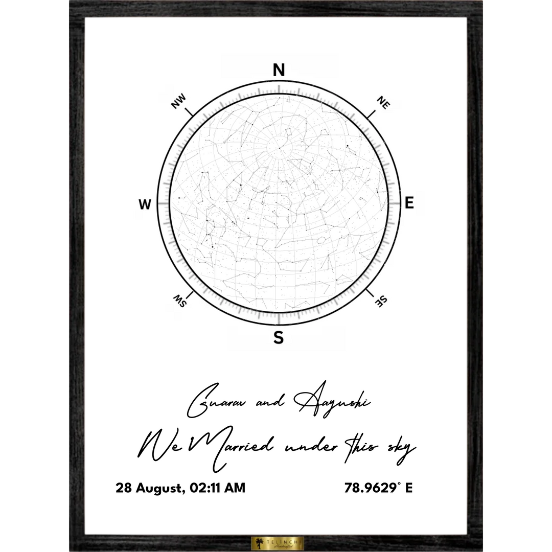Celestial Crescent Moon Personalize Star Maps - Telinchi