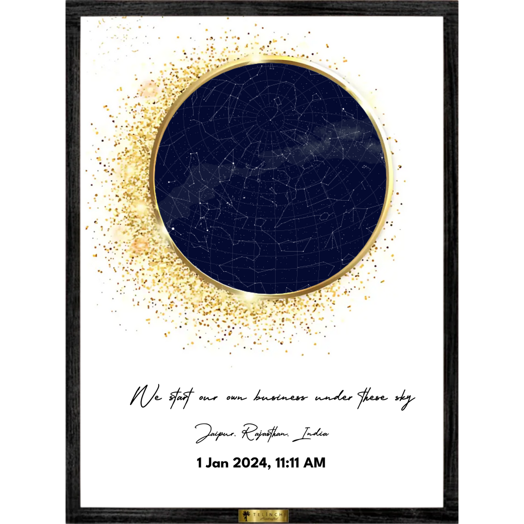 Golden Glow Personalize Star Map - Telinchi