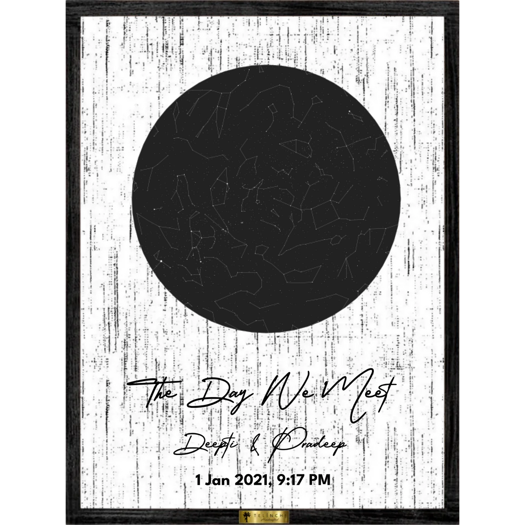 Monochrome Sky Personalized Star Map - Telinchi
