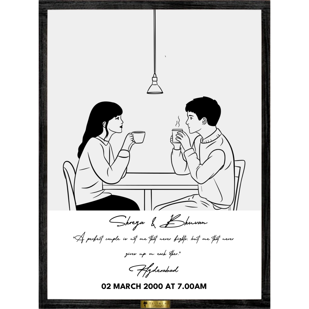 Moments Over Coffee Personalized Line Art - Telinchi