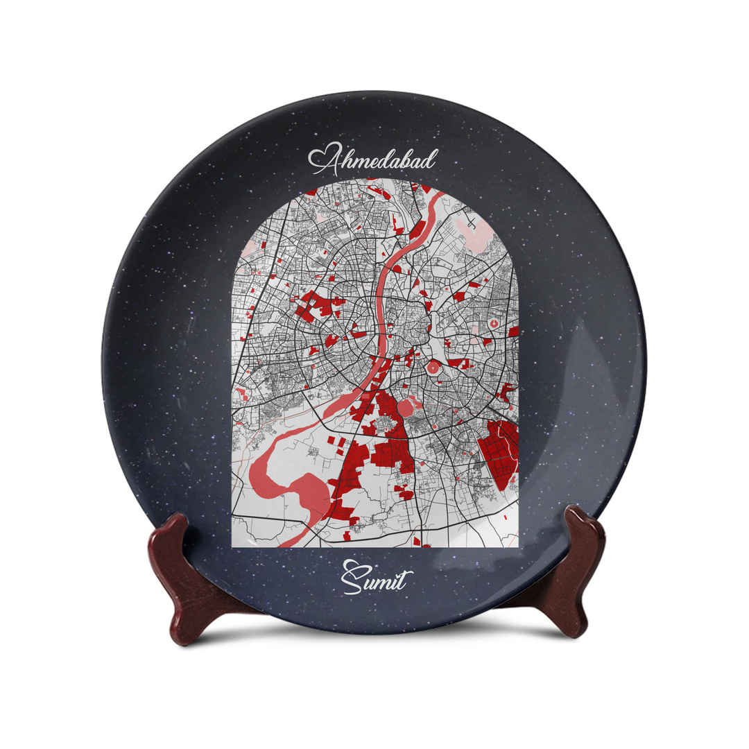 Personalized Street Map Memory Art Plate - Telinchi