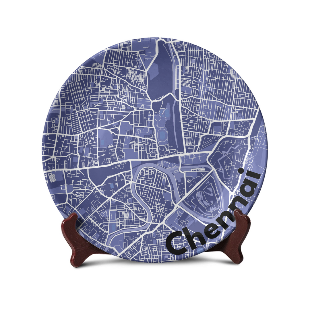 Custom City Map Decorative Art Plate - Telinchi