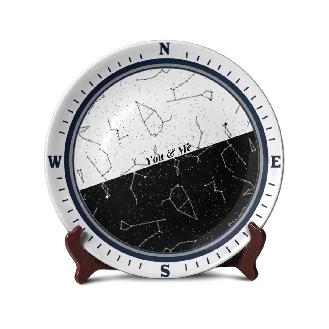 Personalized Compass Star Map Plate - Telinchi