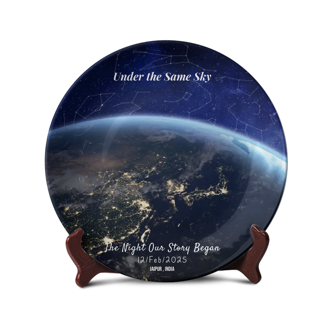 Personalized Night Earth Memory Plate - Telinchi