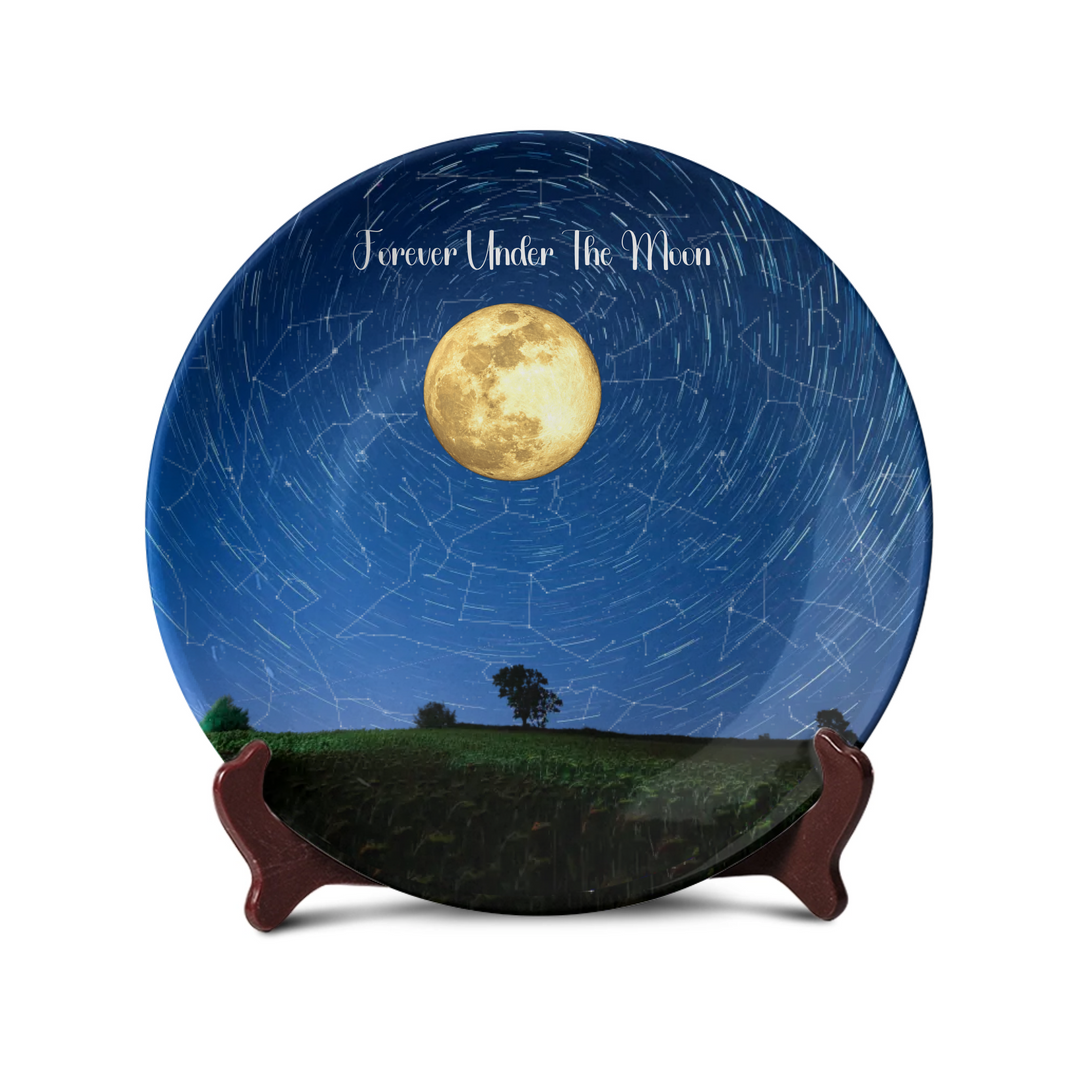Personalized Golden Moonlight Art Plate - Telinchi