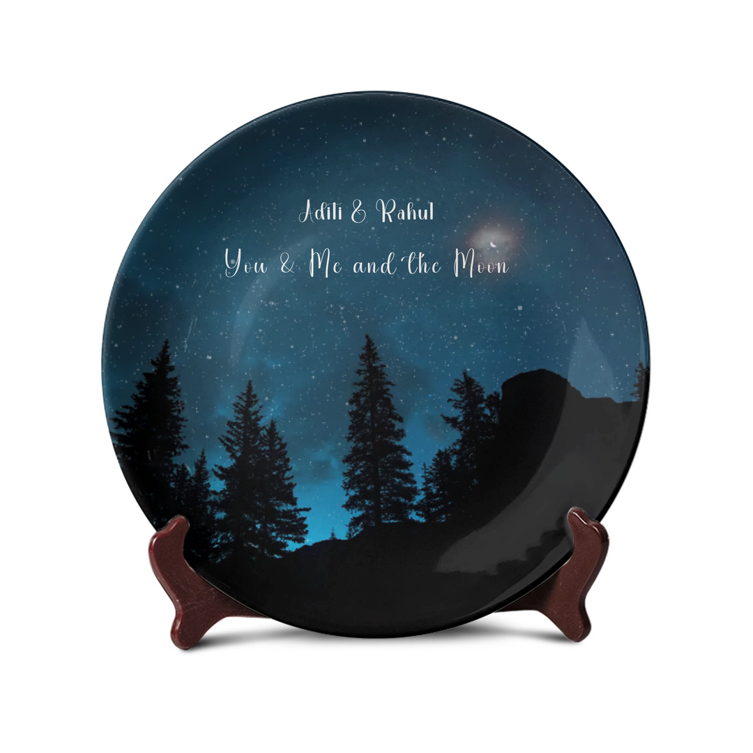 Personalized You & Me Moon Art Plate - Telinchi