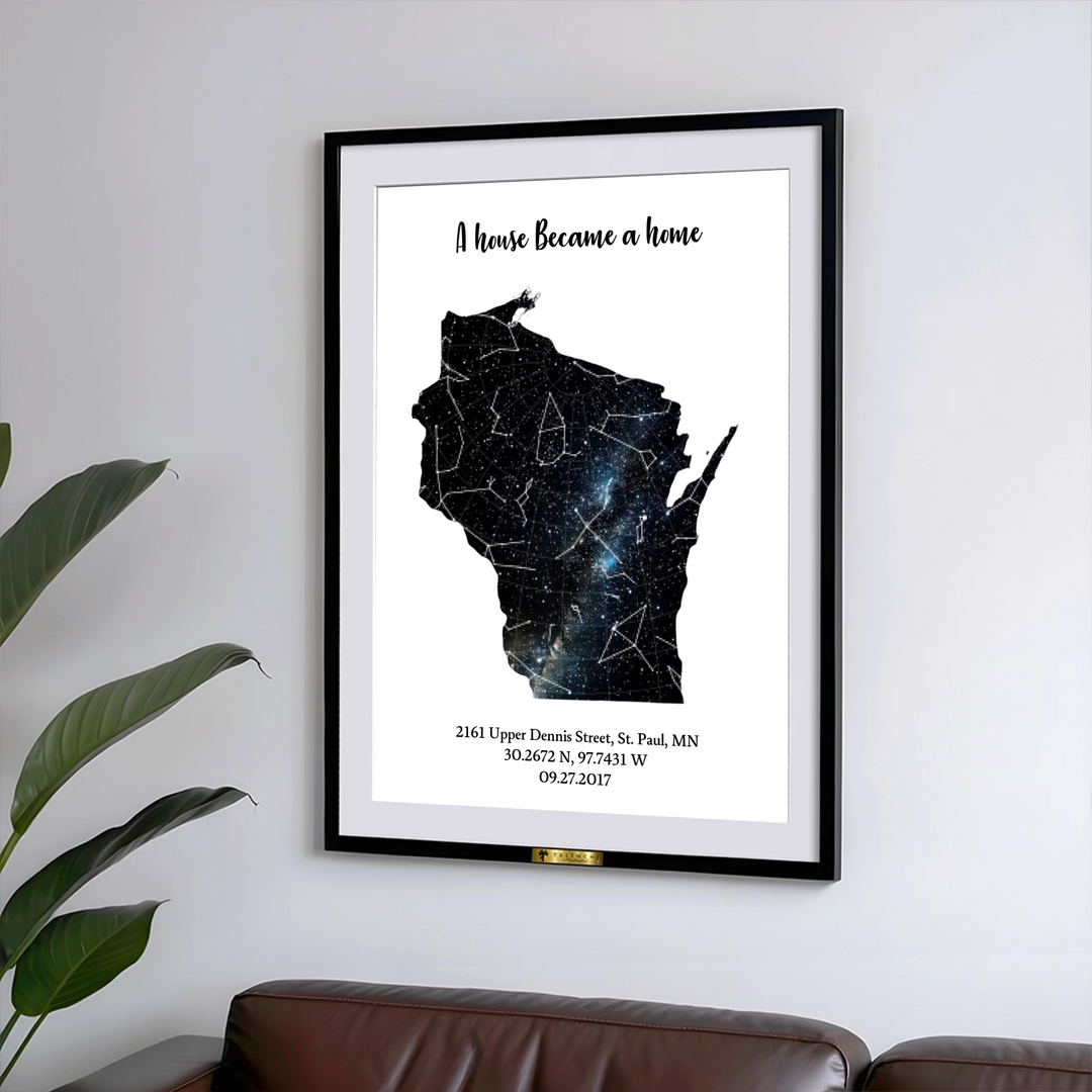 A House Became a Home Personalized Star Map Painting - Telinchi