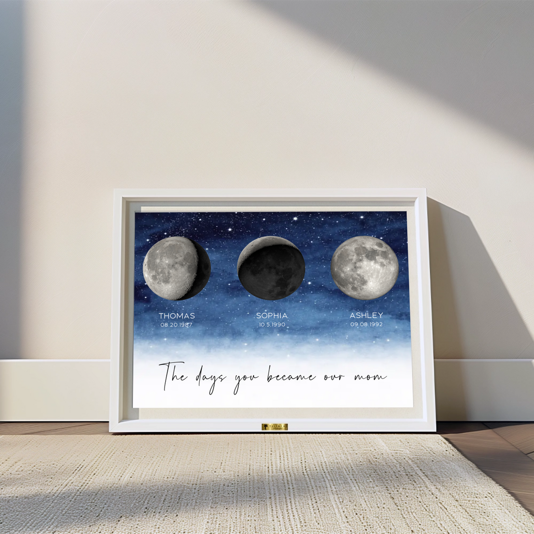 The Days You Became Our Mom Personalized Moon Phase Painting - Telinchi