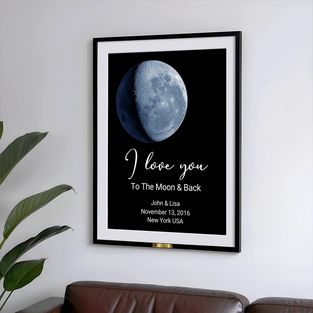 I Love You to the Moon and Back Personalized Moon Painting - Telinchi