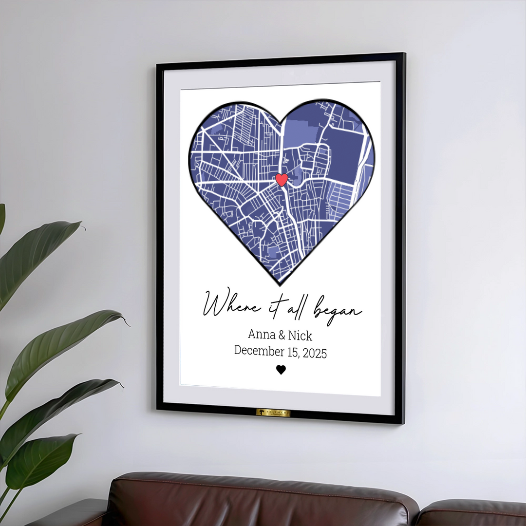 Where It All Began Personalized Heart Street Map Painting - Telinchi