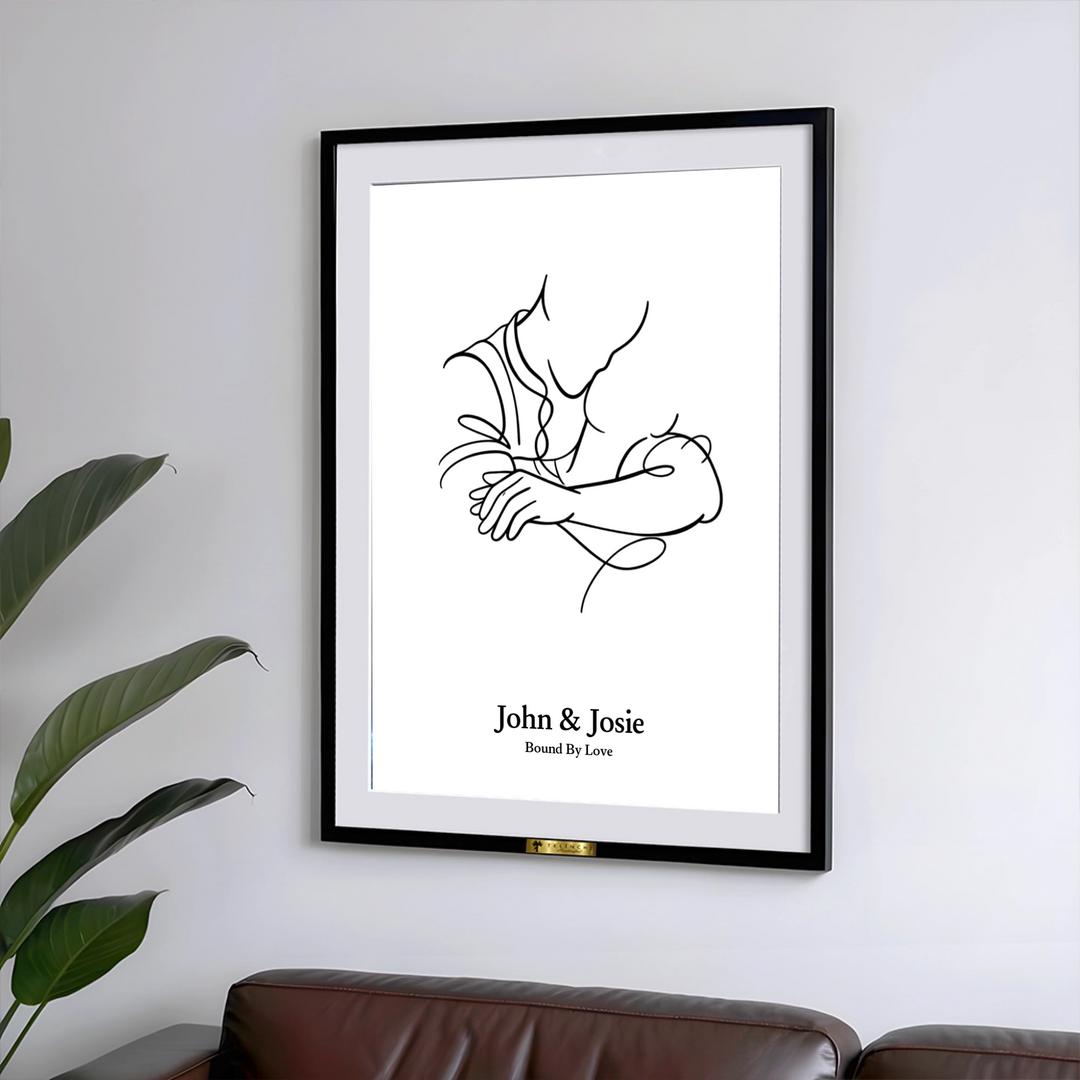 Bound by Love Personalized Couple Line Art Painting - Telinchi