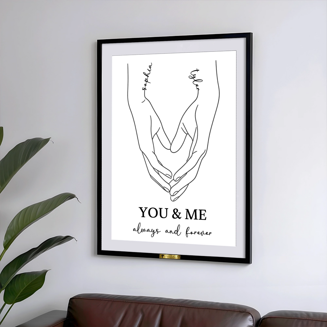 You and Me Always and Forever Line Art Painting - Telinchi