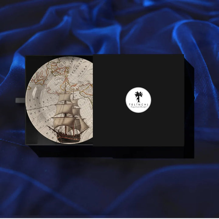 Vintage World Map & Sailing Ship