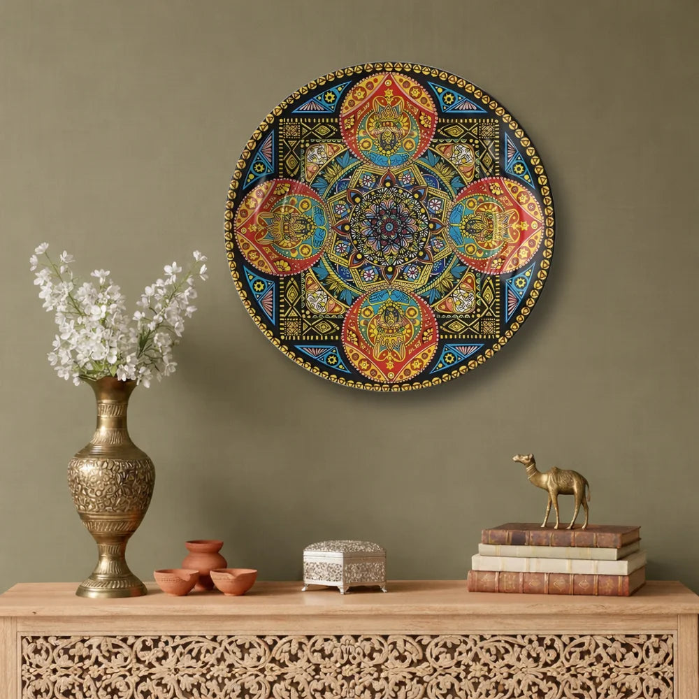 Tibetan Geometric Mandala Art Plate