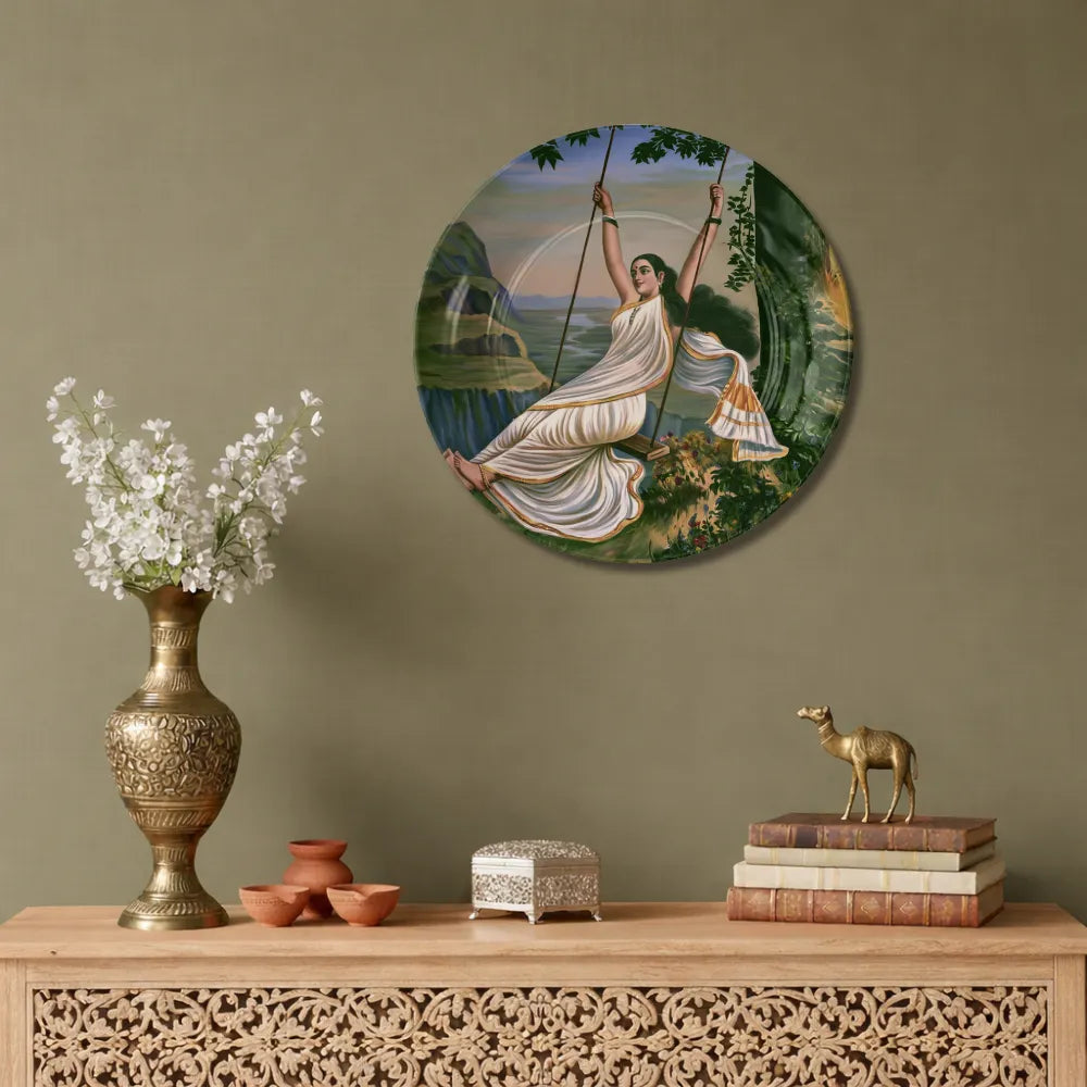 Raja Ravi Varma Inspired Lady on Swing