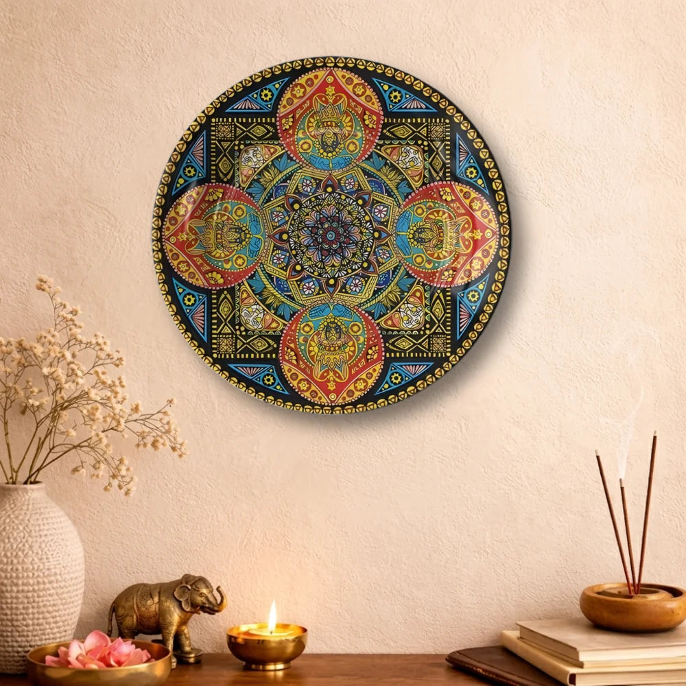 Tibetan Geometric Mandala Art Plate