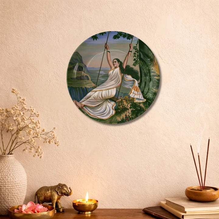 Raja Ravi Varma Inspired Lady on Swing